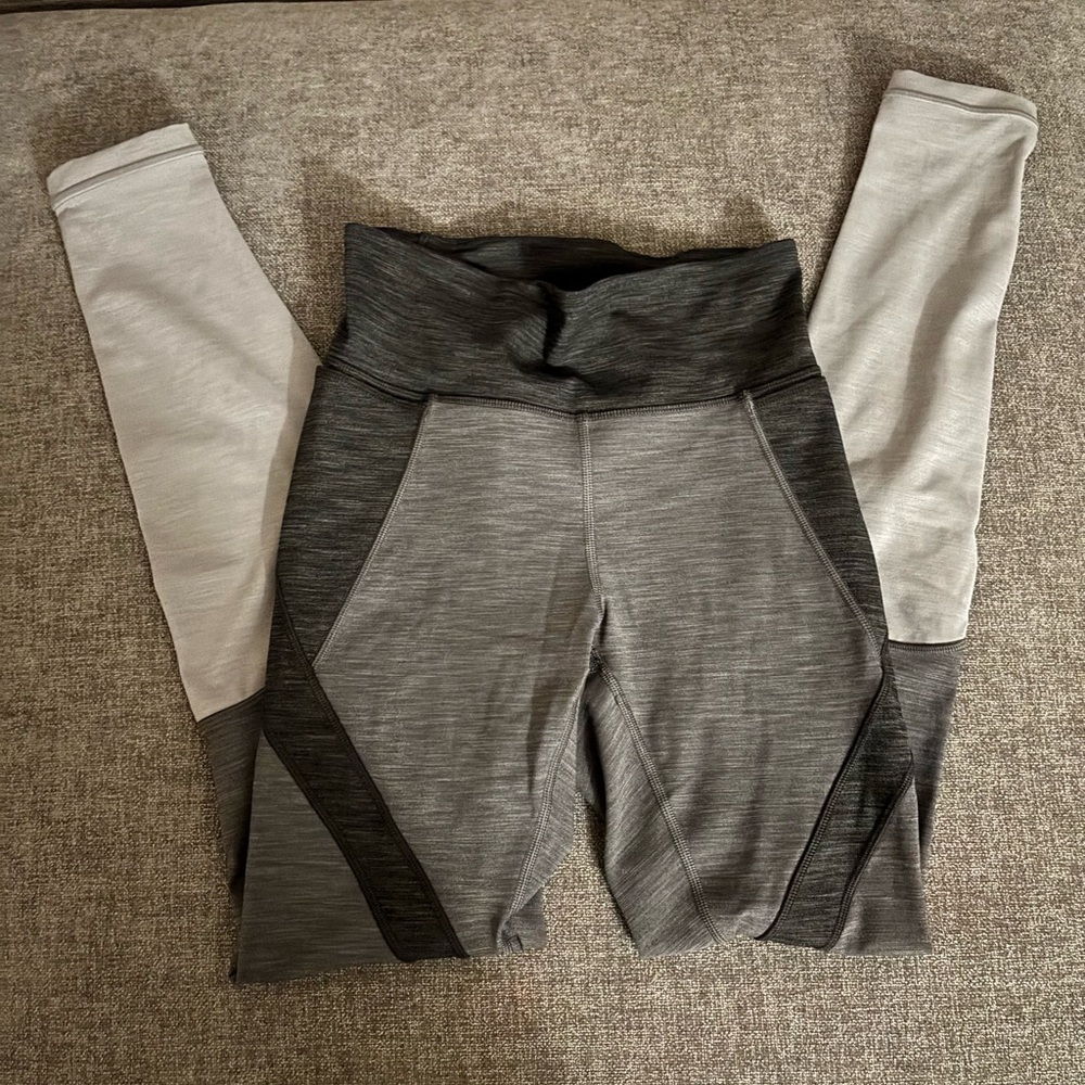 Lululemon Gray and Heathered Black Colorblock Leggings